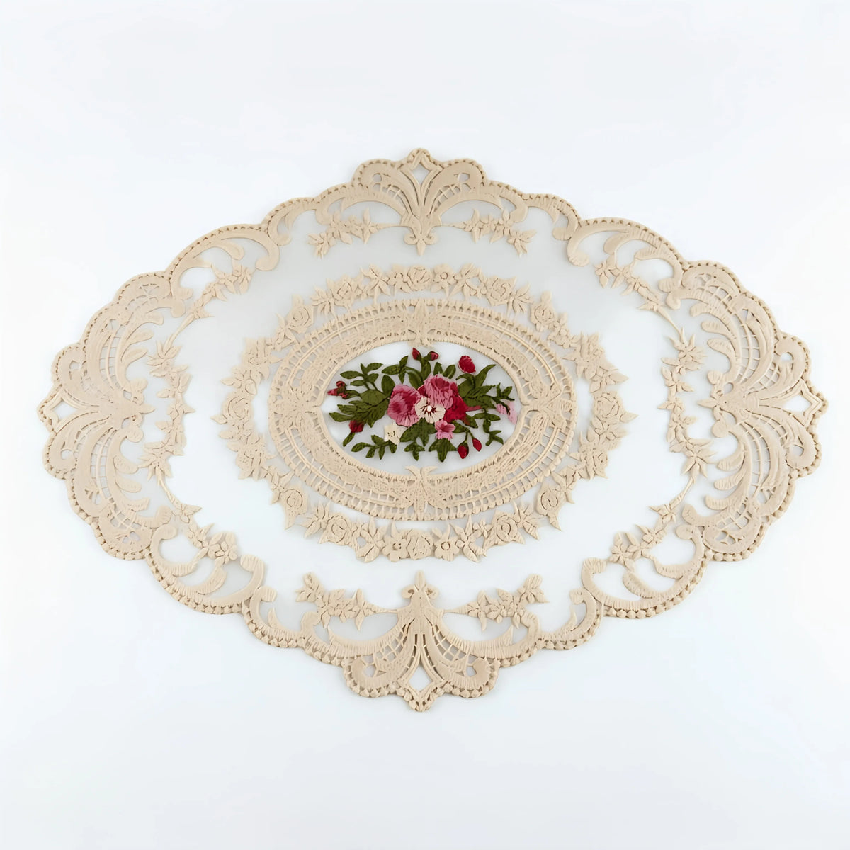 Embroidered Lace Cup Mat – Table Pad & Photography Prop