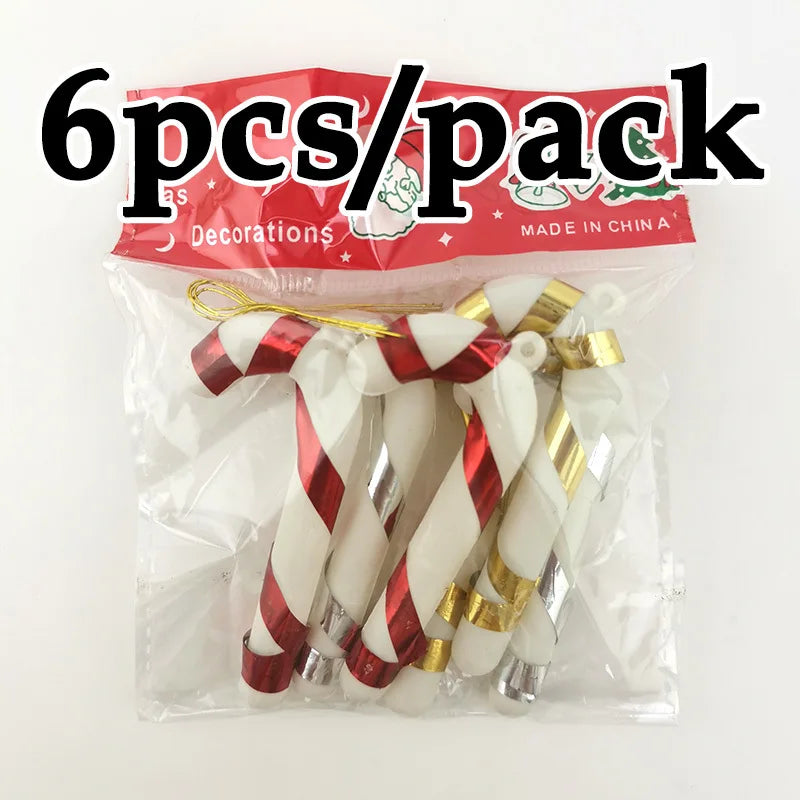 6-Pack Mini Candy Cane Christmas Tree Ornaments 2.5x7cm