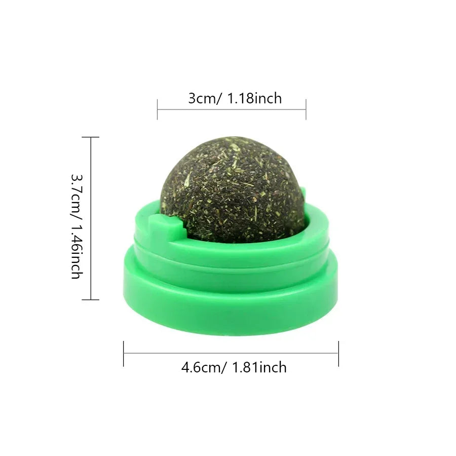 Catnip Wall Sticky Ball Toy – Natural Cat Grass Grooming Snack