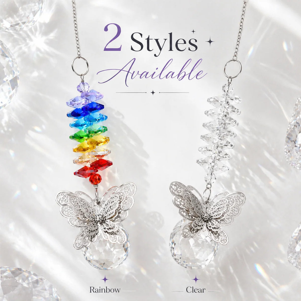 Crystal Butterfly Suncatcher – Rainbow Prism Window Pendant