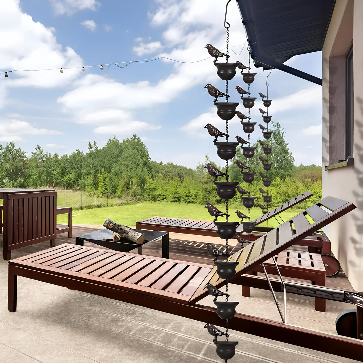 Iron Birds Rain Chain – Garden Outdoor Hanging Decoration
