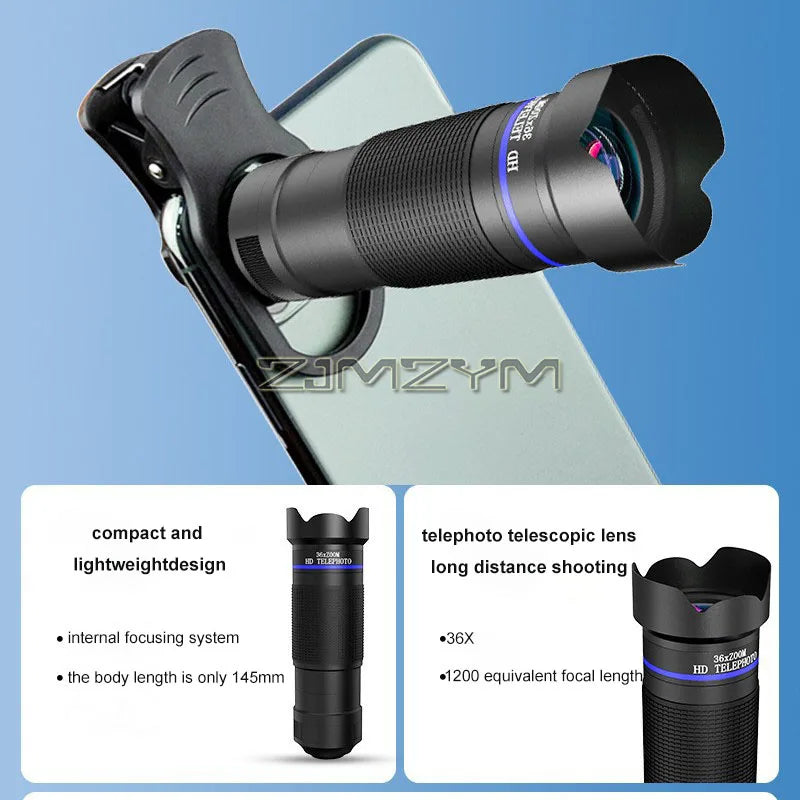 36x Zoom Monocular Telephoto Lens for Smartphones – HD