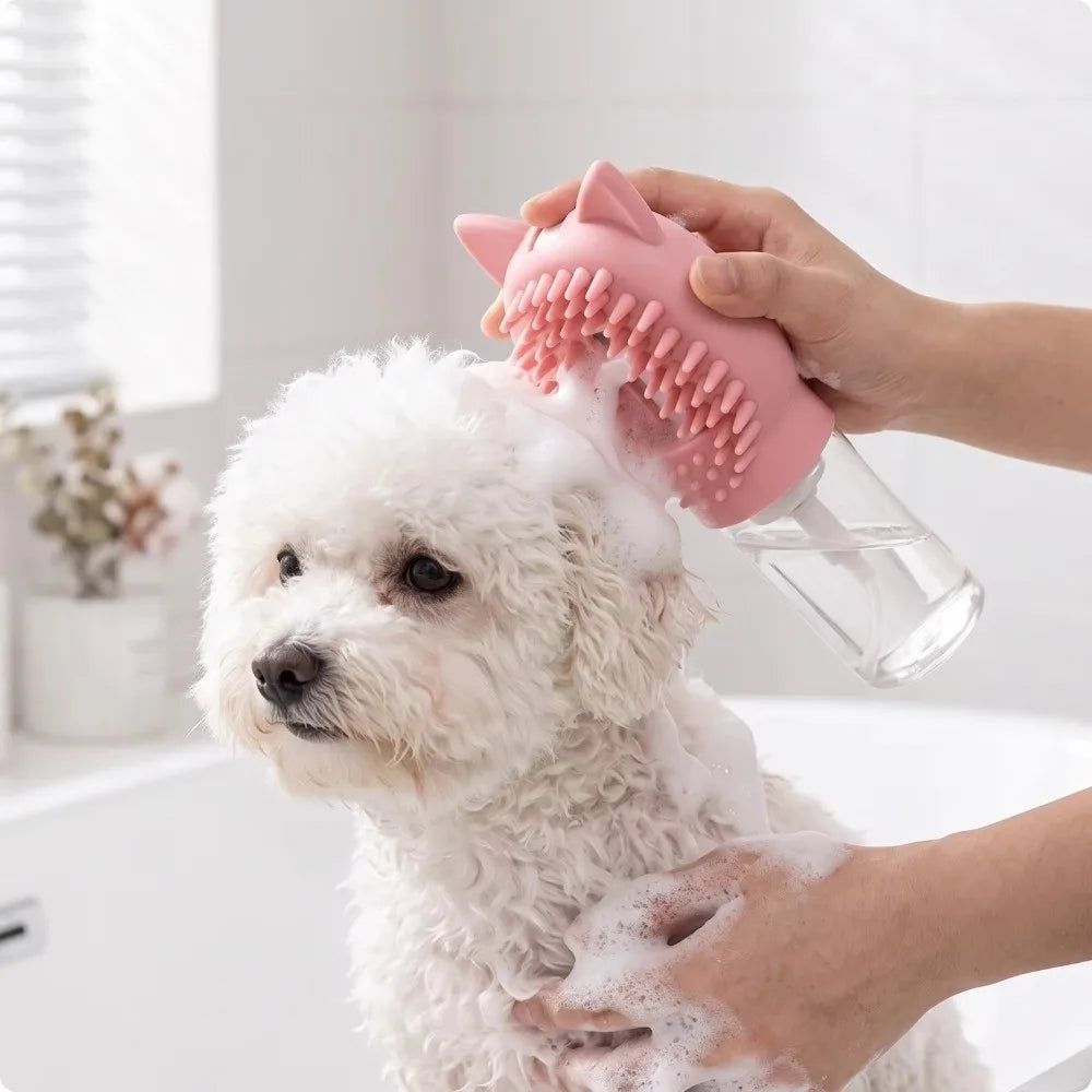 TPE Pet Bath Brush – Foaming Massage & Soap Dispenser