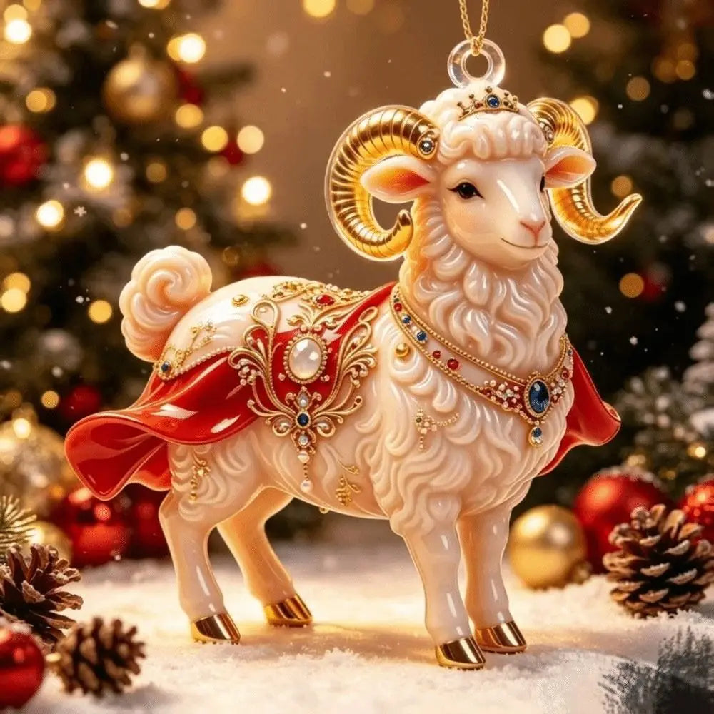 Acrylic Rhinestone Goat Hanging Ornament | Zodiac Souvenir