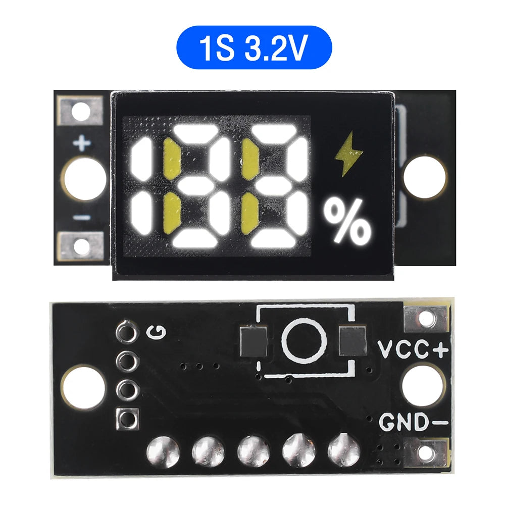 1S–4S LiFePO₄ Battery Level Indicator Module | LED Gauge