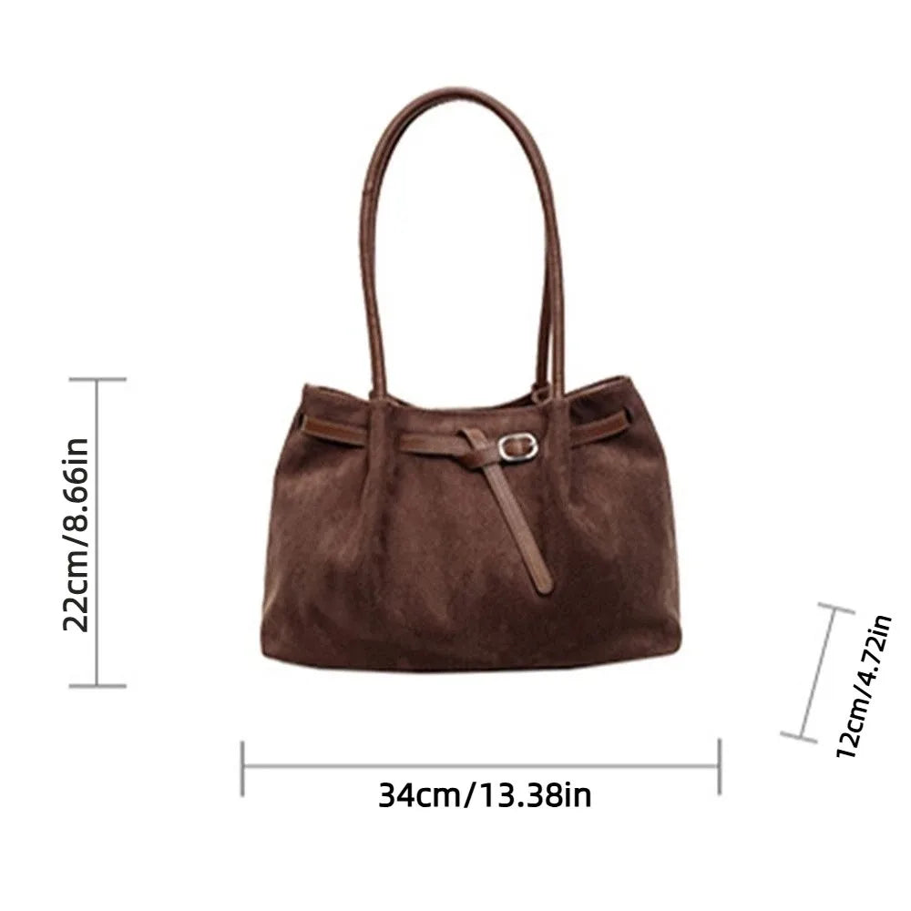Elegant Suede Shoulder Bag – Large Tote | 4 Colors