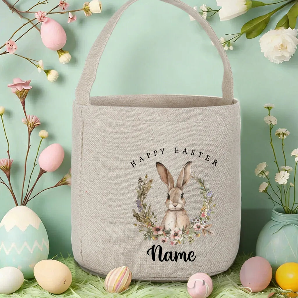 Personalized Easter Basket – Custom Name Foldable Bunny Bag