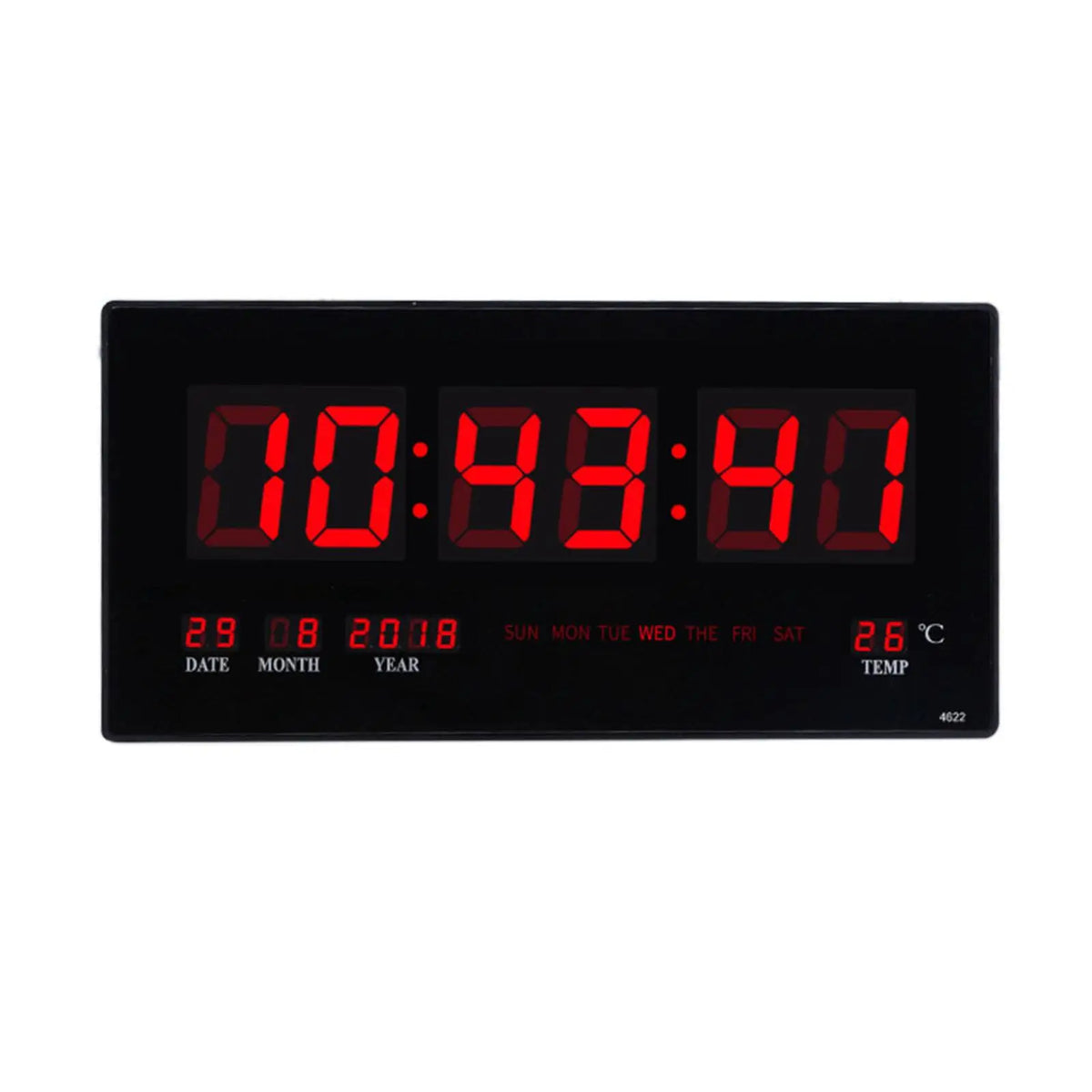 Silent LED Wall Clock – Date, Temperature & Night Display