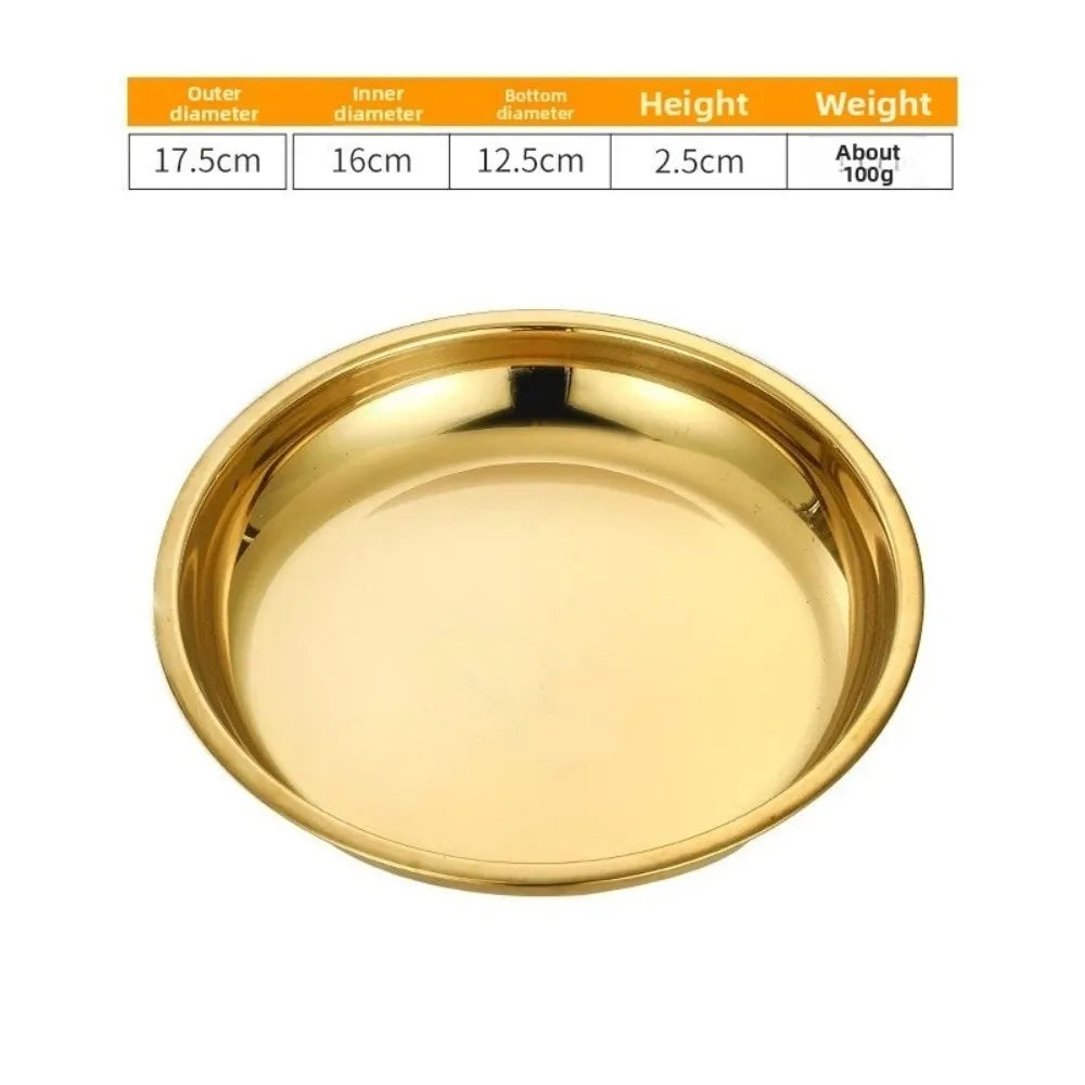 Stainless Steel Round Shallow Tray | Rustproof Camping Plate