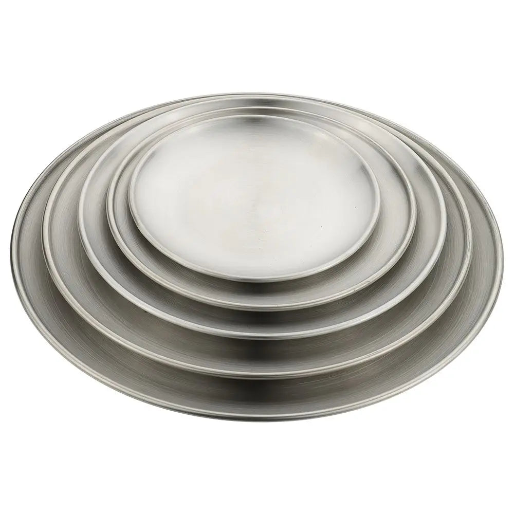 Stainless Steel Round Shallow Tray – Gold & Silver | 14–26cm
