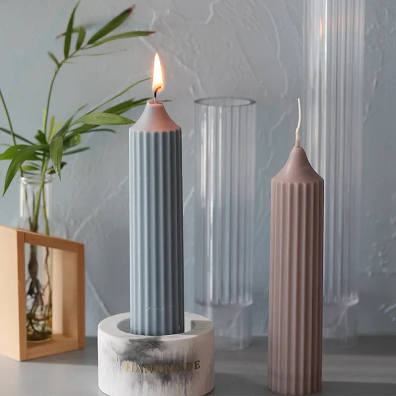 Vertical Stripe Acrylic Candle Mold | DIY Long Pole Pillar Mold