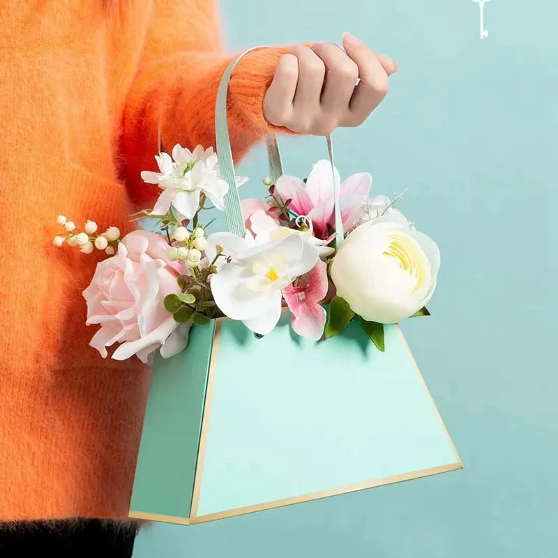 Portable Foldable Flower Gift Box – 100pcs Cardboard Tote