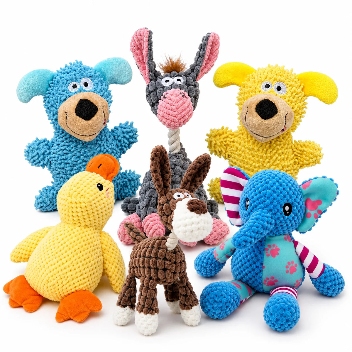 Cute Animal Plush Squeaky Dog Toys – 9 Styles for Puppies