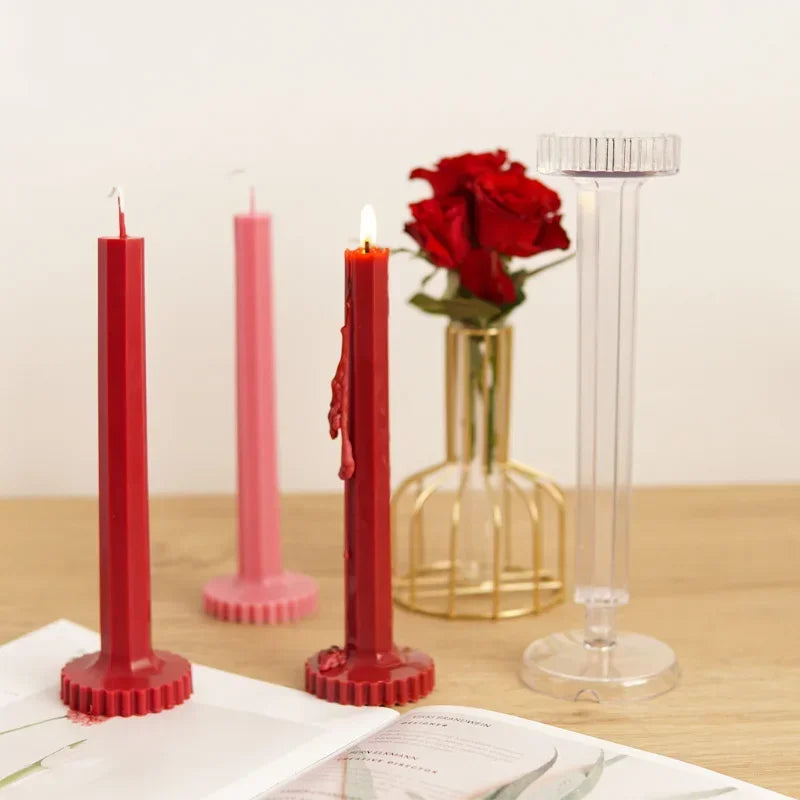 Striped Long Rod Candle Mold – PC Plastic Gear Column Mould