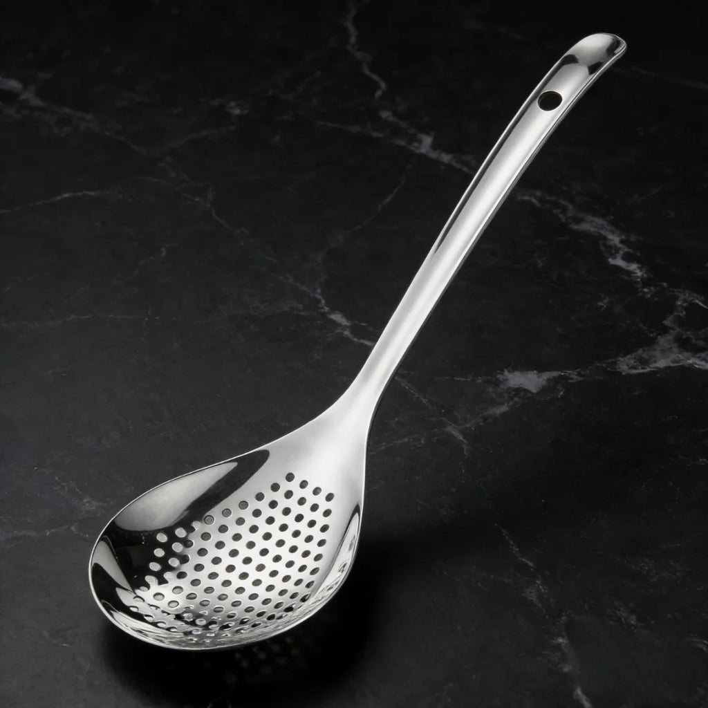 Stainless Steel Skimmer Colander Spoon – Soup & Food Strainer