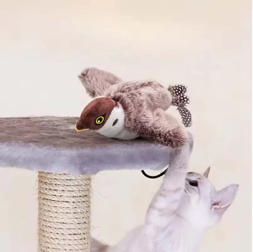 Interactive Chirping Flapping Bird Cat Toy – Touch Activated