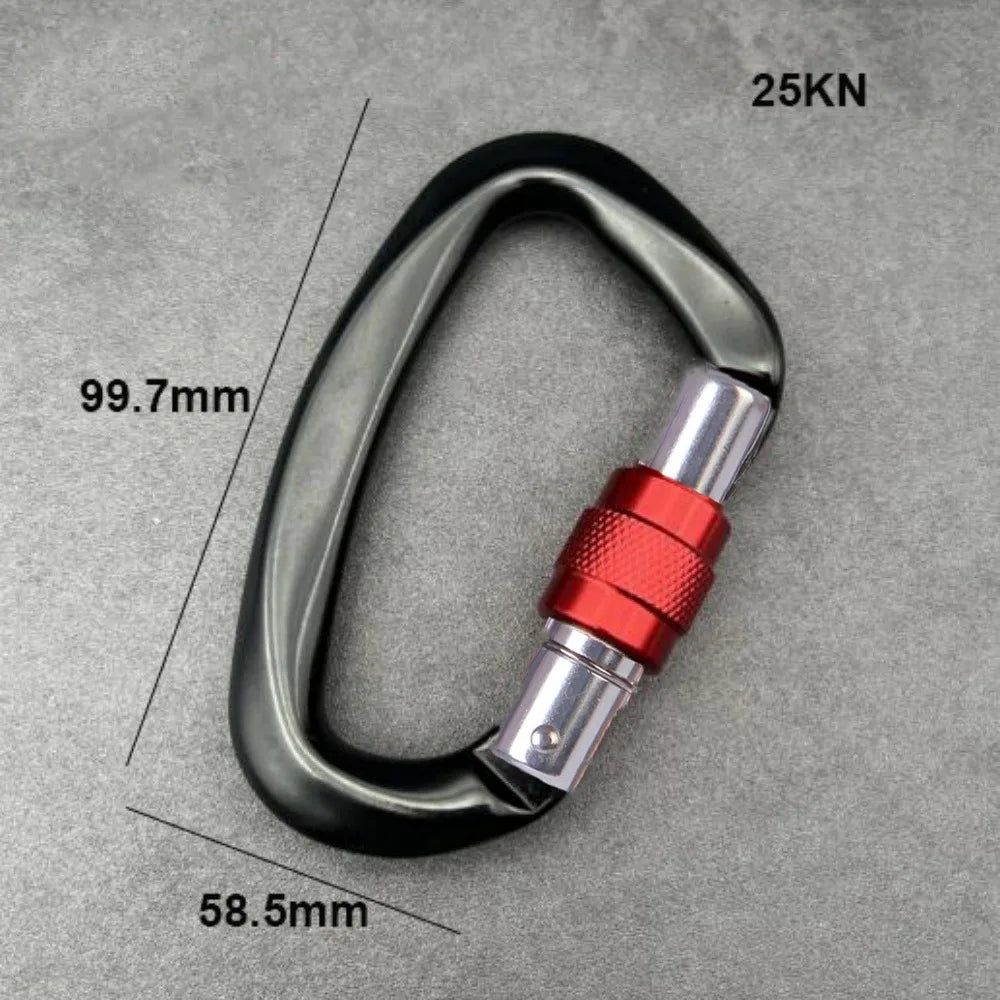 D-Shape Safety Carabiner 4KN/25KN Aluminum Lock – 3 Colors