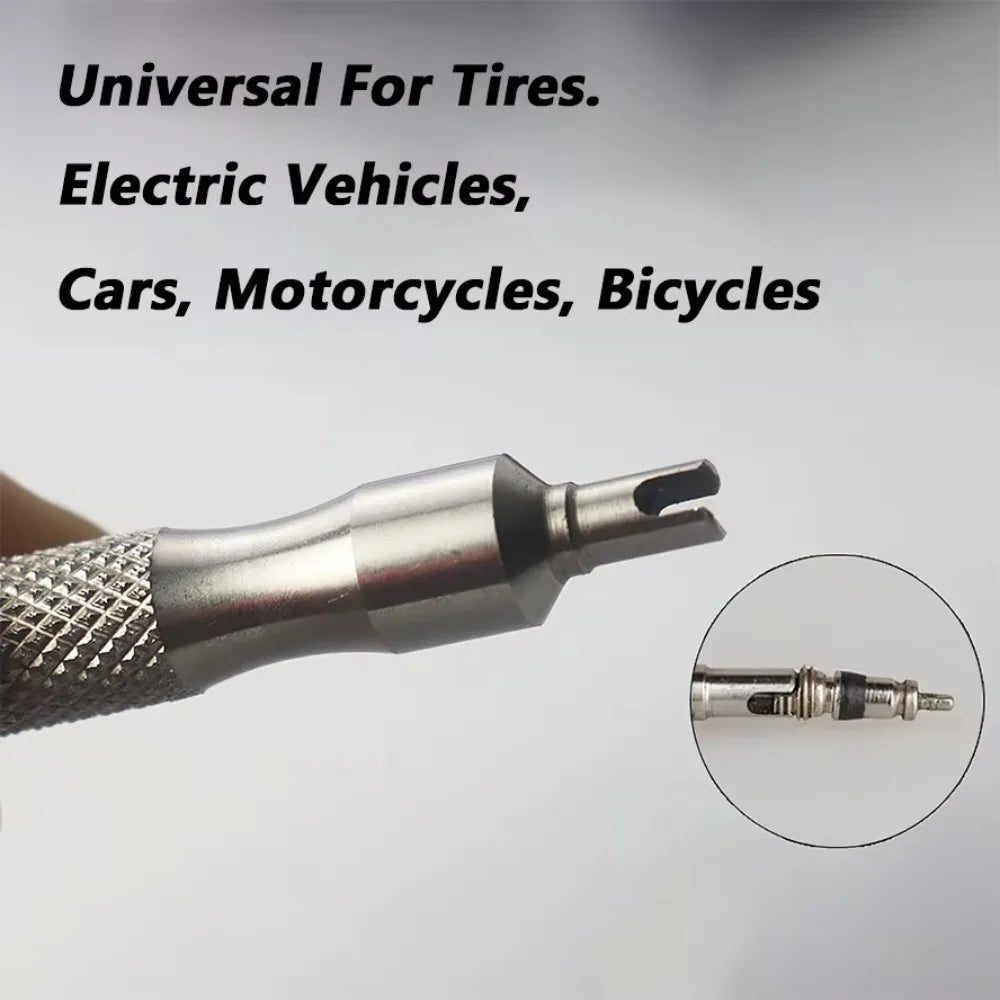 Stainless Steel Tire Valve Core Remover Tool & Key Ring