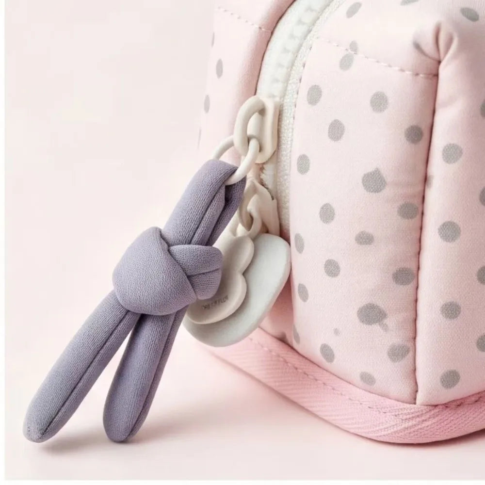Large Capacity Pencil Case – Dot Pattern Cotton Pen Bag