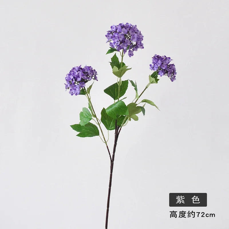 White Artificial Hydrangea Stem | 3-Head Faux Floral Branch