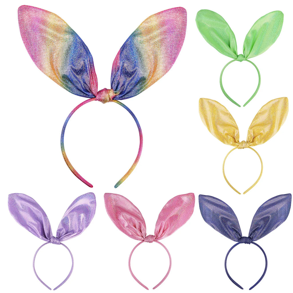 Bunny Rabbit Ears Headband – Fabric Bow Hair Hoop for Parties