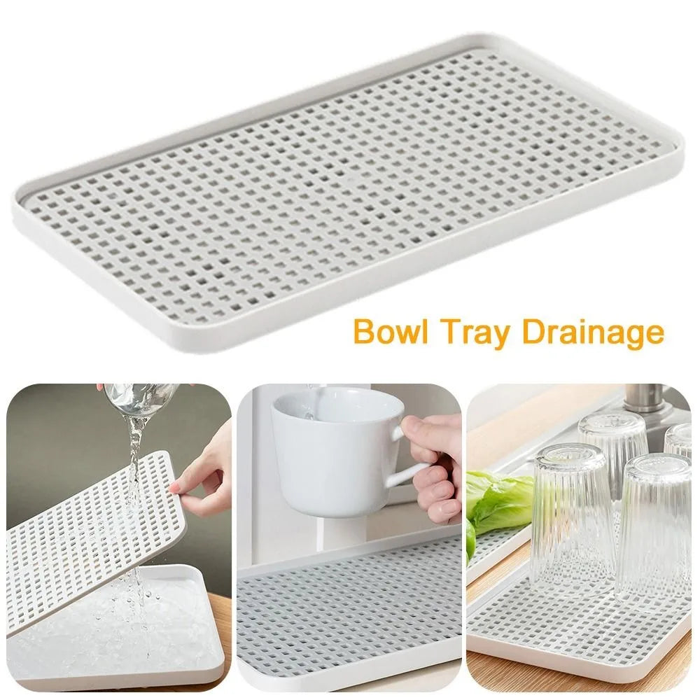 Double-Layer Plastic Dish Drying Rack & Drainage Tray