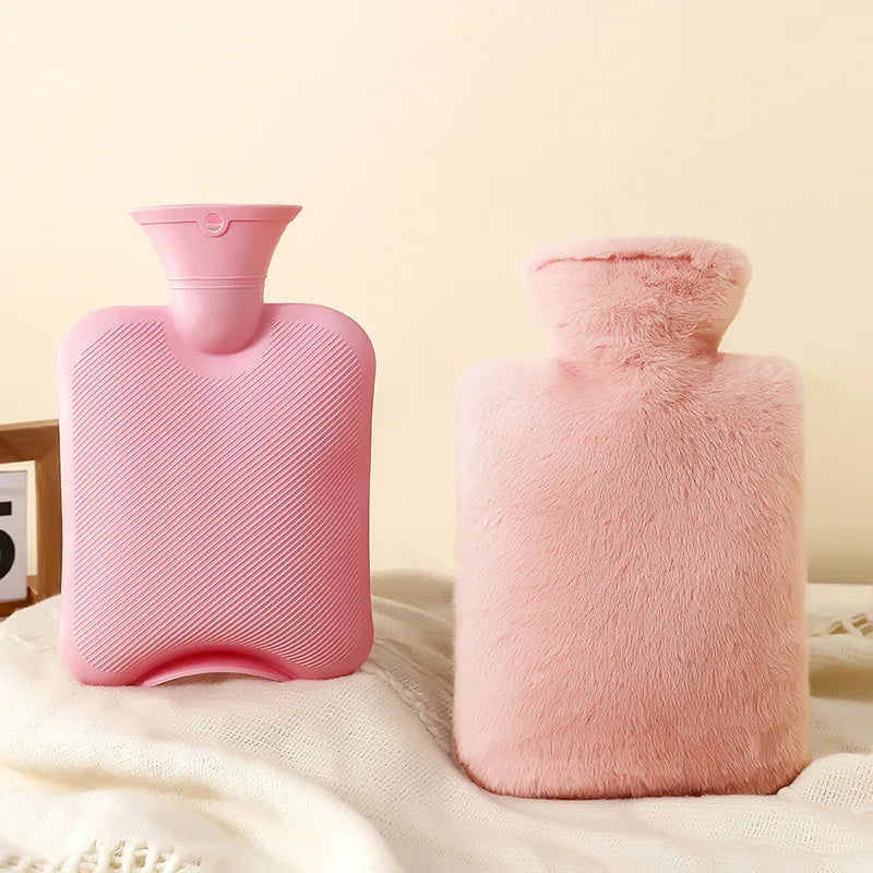 Soft Plush Hot Water Bottle with Cover – Reusable Warm Bag