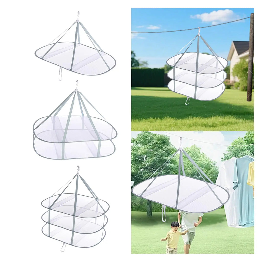 Foldable Mesh Sweater Drying Rack | Hanging Net Steel Frame