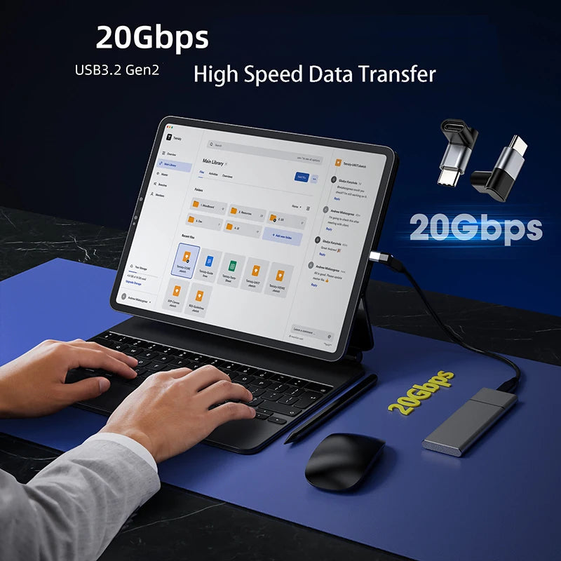 USB-C PD 100W Elbow Adapter 4K60Hz 20Gbps – iPad & Steam Deck