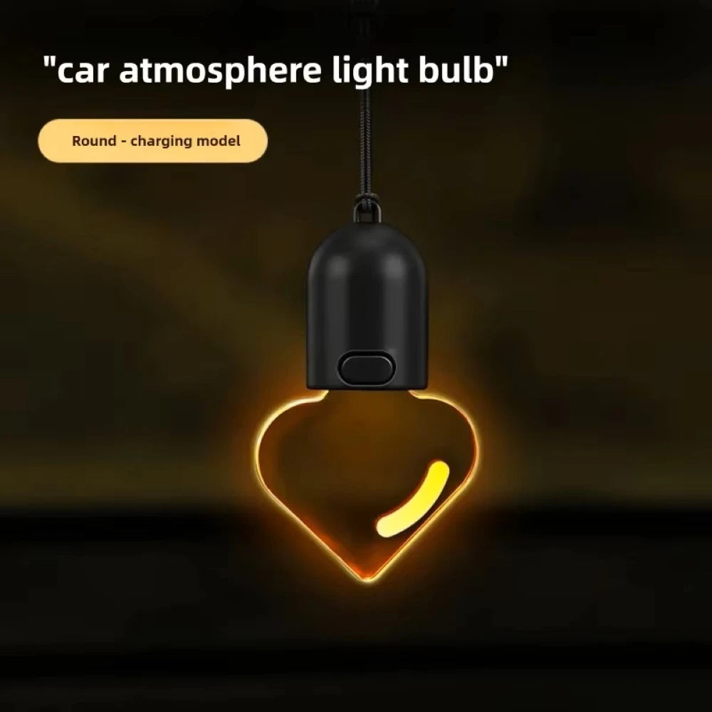 Heart Smiley Mini Bulb Car Ambient Light – Rearview Mirror Decor