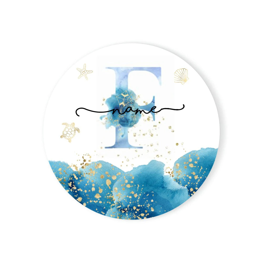 Personalized Ceramic Coaster – Custom Name & Ocean Design Gift