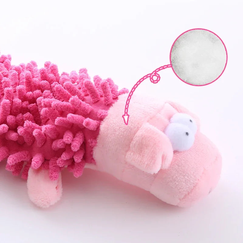 Squeaky Plush Pet Toy – Cute Hippo & Pig Design for Dogs
