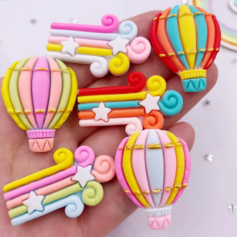 10PCS Resin Kawaii Flatback Cabochons – Stars Rainbows Balloons