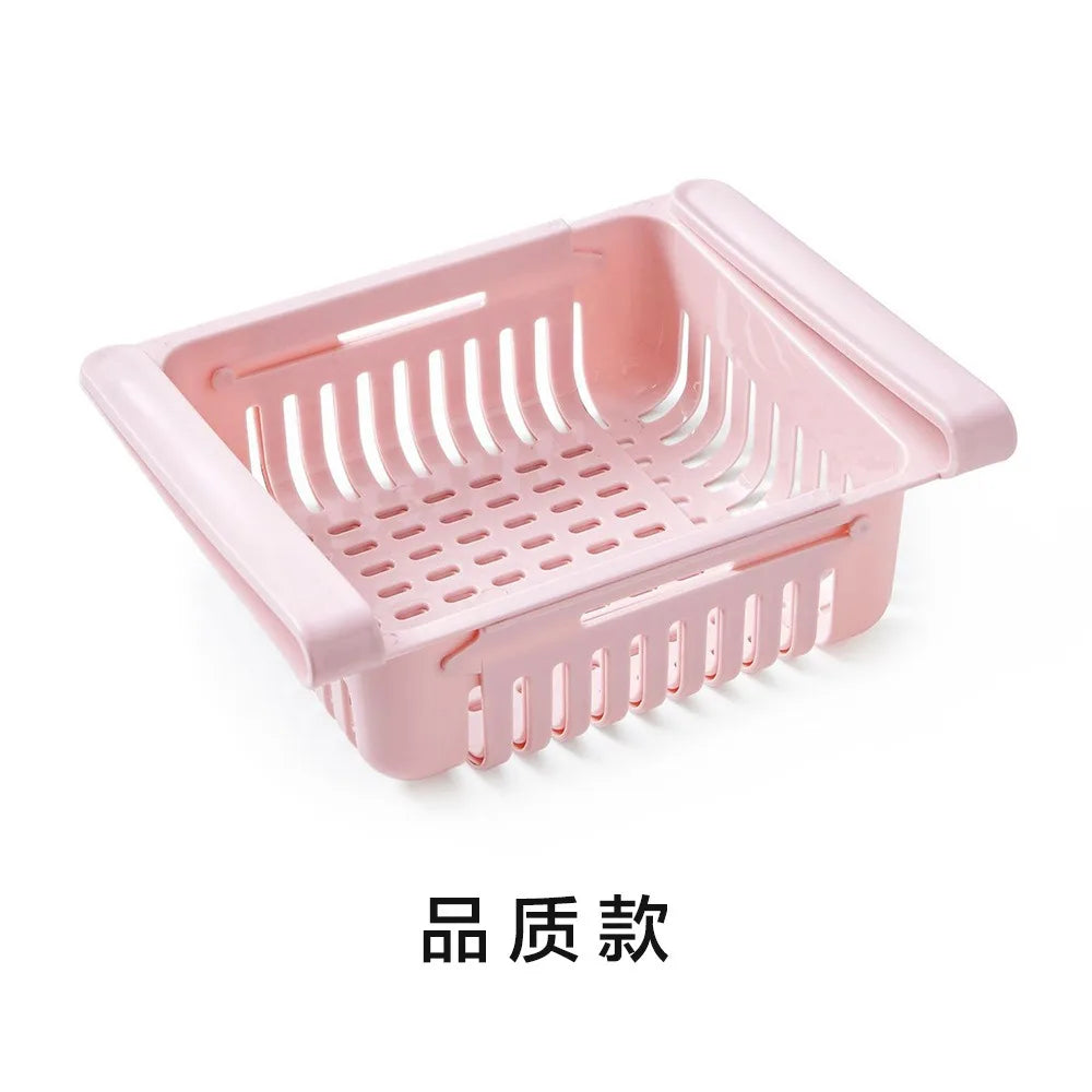 Retractable Refrigerator Storage Box & Egg Organizer Rack