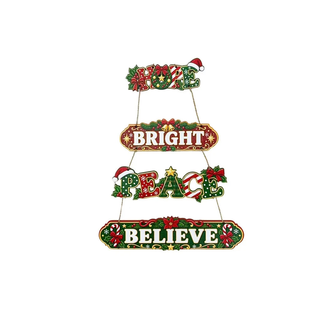 Wooden Holly Jolly Christmas Hanging Sign | Door & Wall Decor