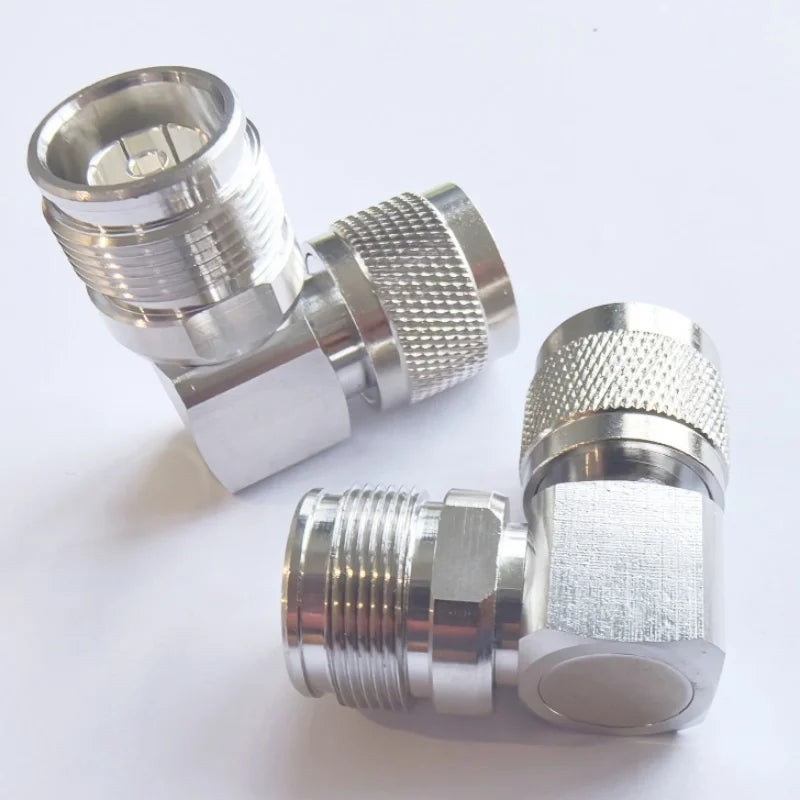 Mini DIN 4.3-10 Female to N Male 90° Right Angle Coax Adapter