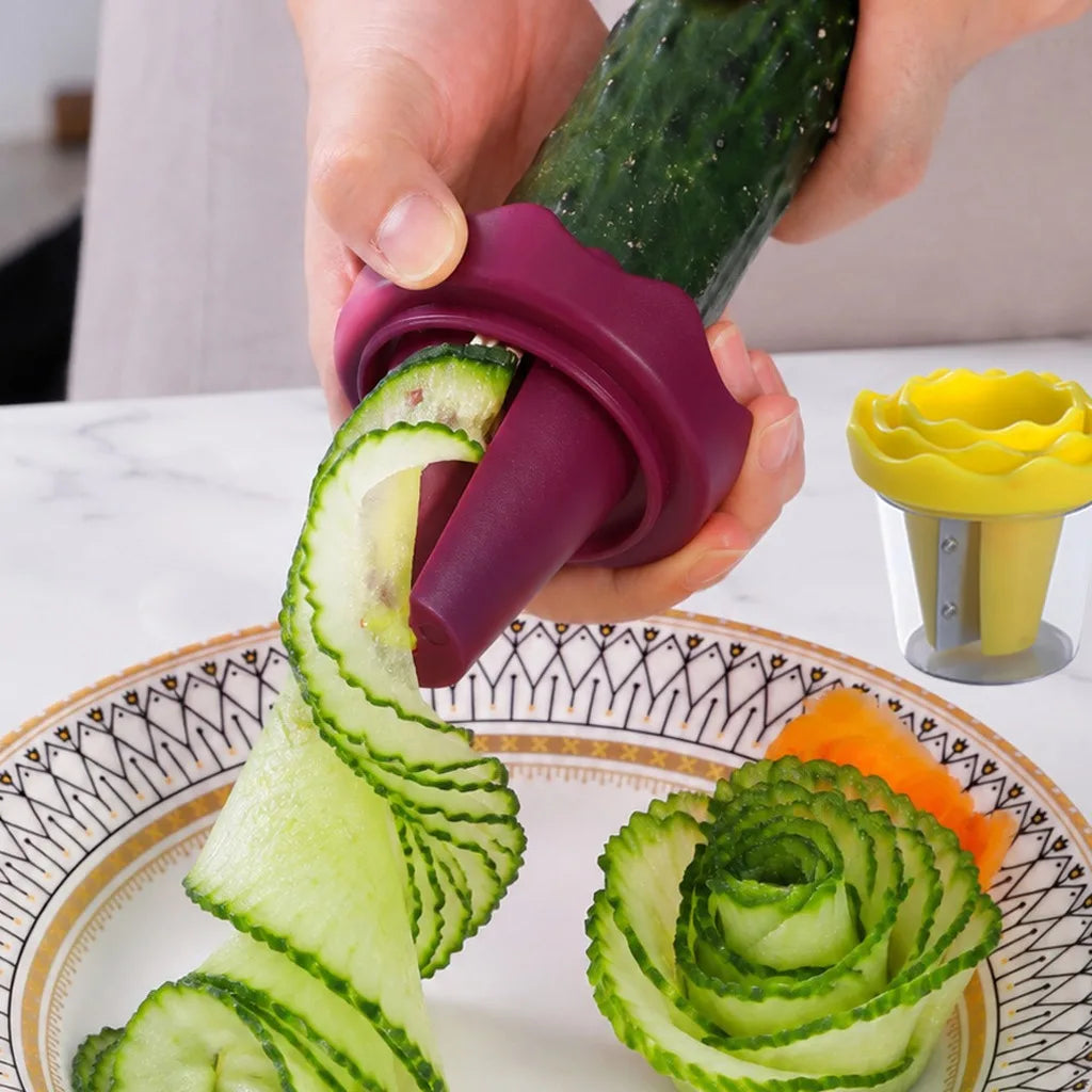 Rose Vegetable Curler & Spiral Slicer – Kitchen Garnish Tool