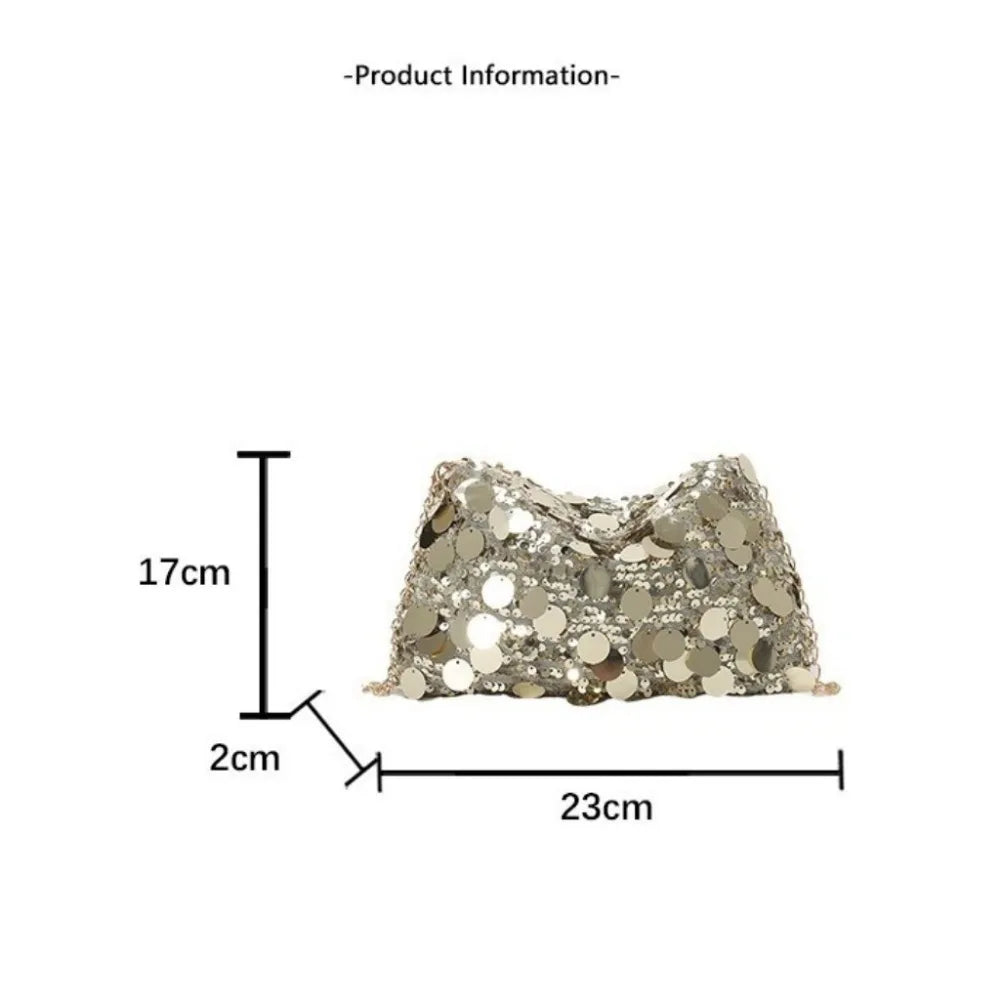 Sequin Shoulder Bag – Lightweight Chain Crossbody Evening Bag