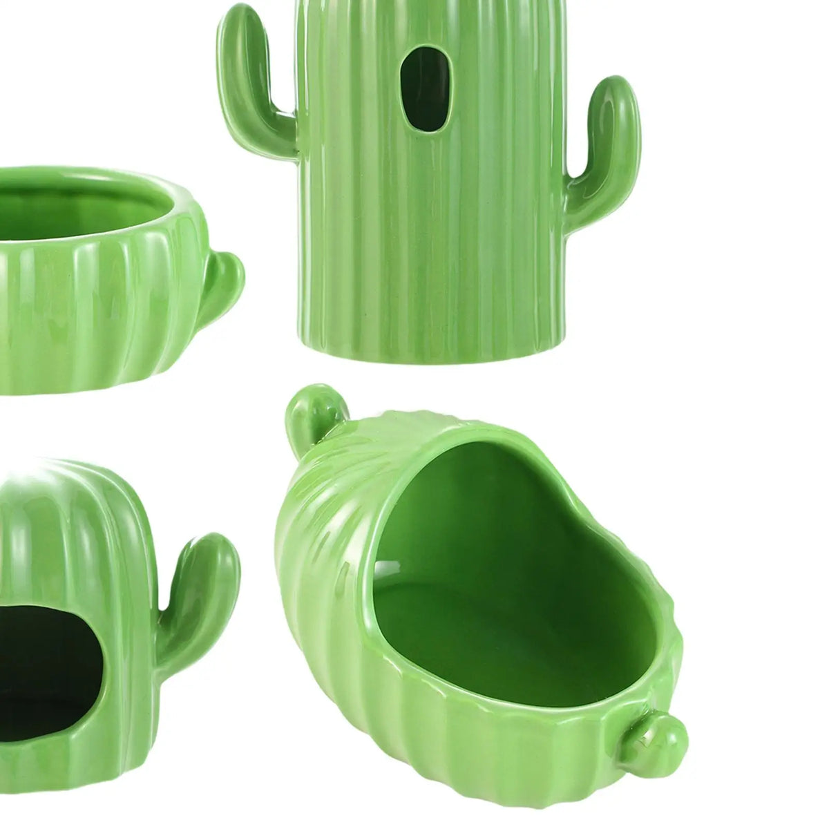 4-Piece Ceramic Hamster Hideout Set – House, Bowl, Bath & Water