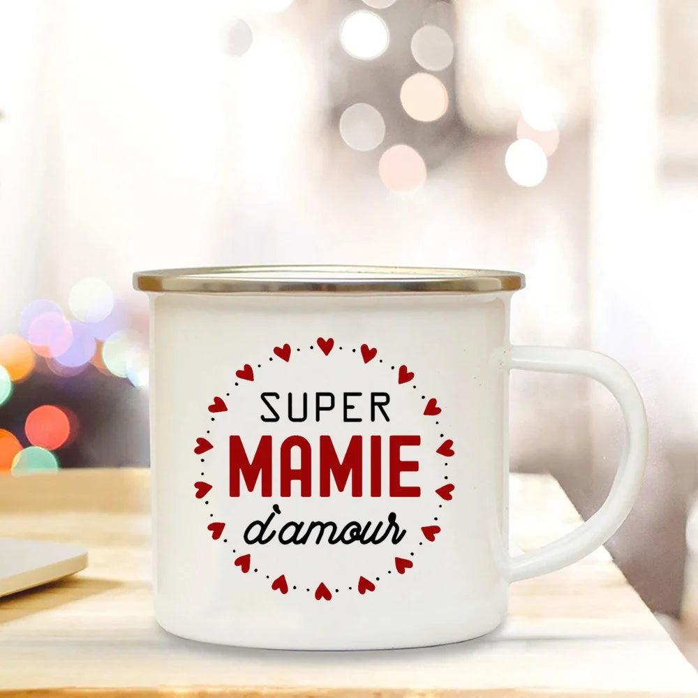 Super Mamie I Love You Enamel Mug | Grandmother Gift Mug