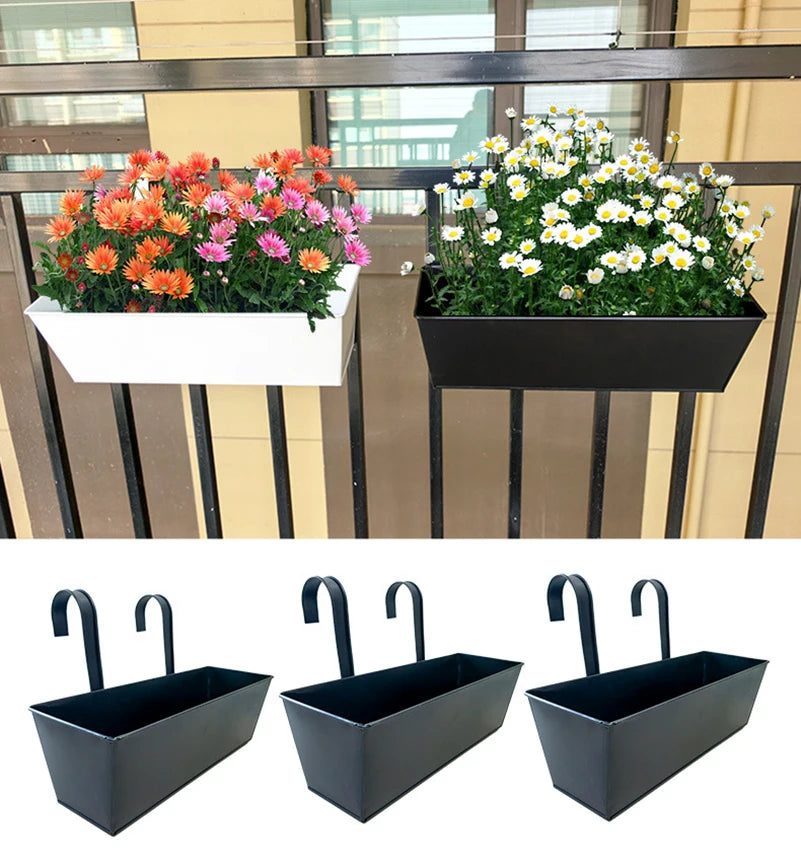 Black Metal Iron Hanging Planter – Wall, Fence & Railing