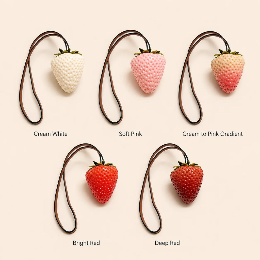Strawberry Bag Charm Double Strap Pendant – Cute Fruit Keychain