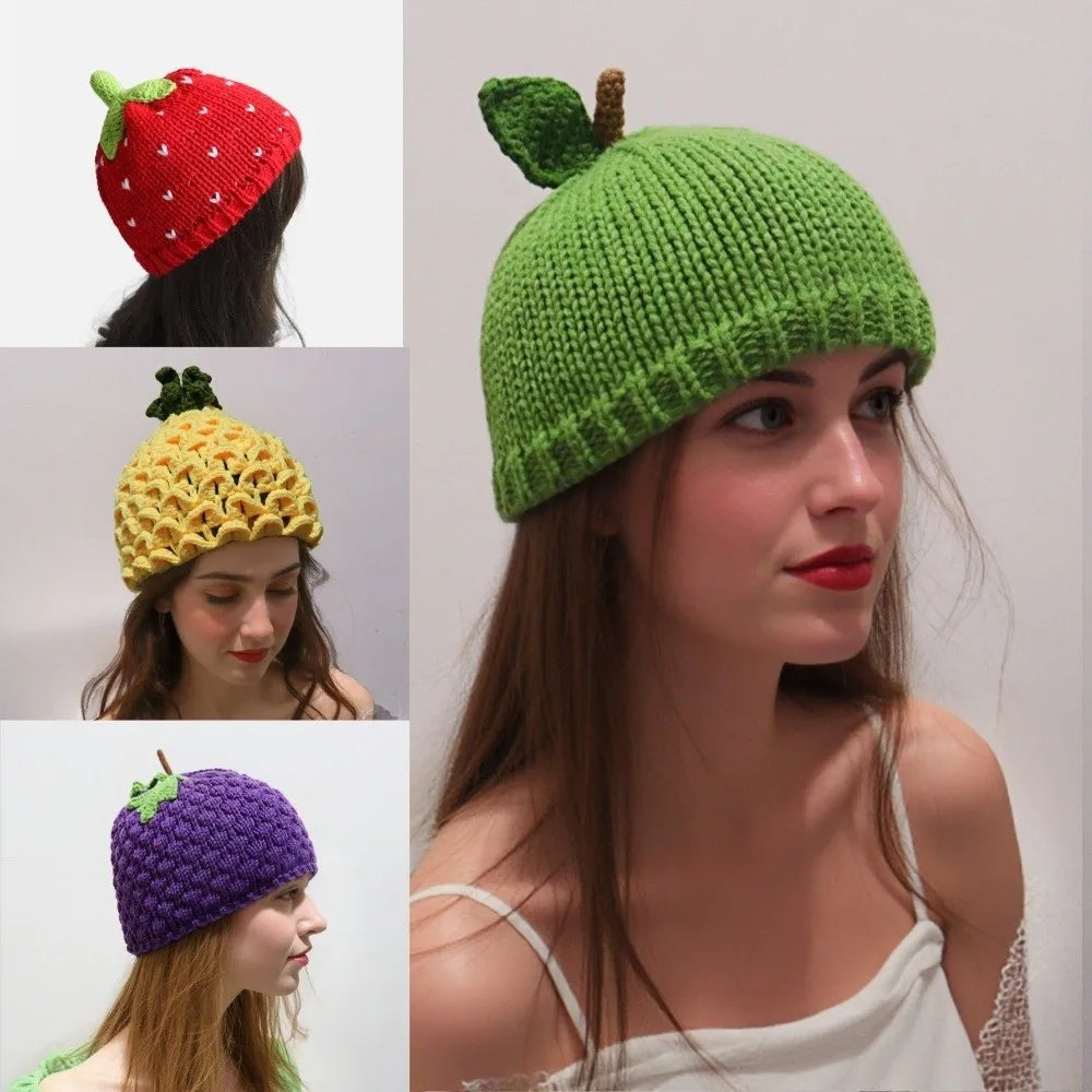 Novelty Pineapple Knit Beanie | Warm Stretchy Winter Hat