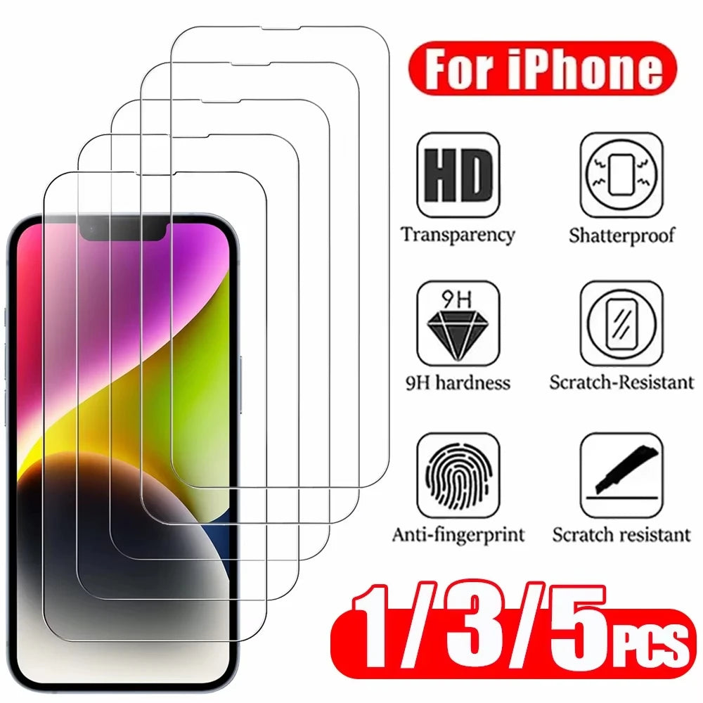 HD Tempered Glass Screen Protector for iPhone – 1–5 Pack