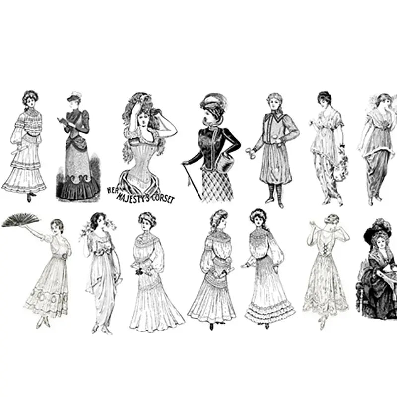 Vintage European Ladies Scrapbooking Stickers | Retro Fashion