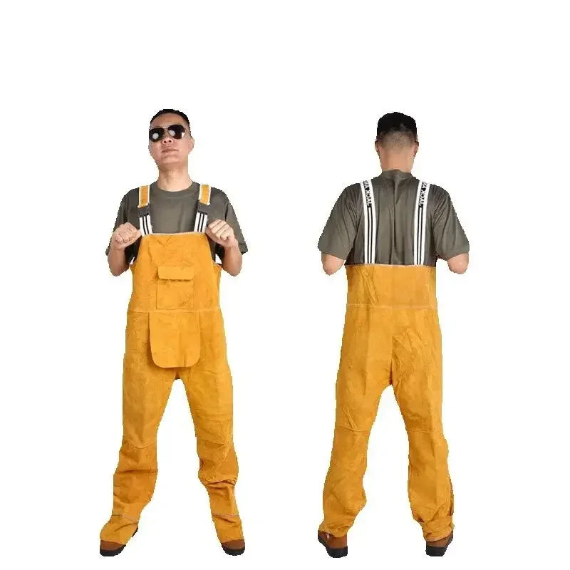 Men's Flame Retardant Leather Welding Bib Overall Coverall