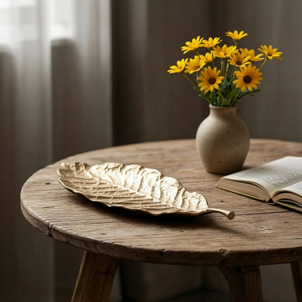 Cast Aluminum Leaf Tray | Decorative Metal Catchall Dish