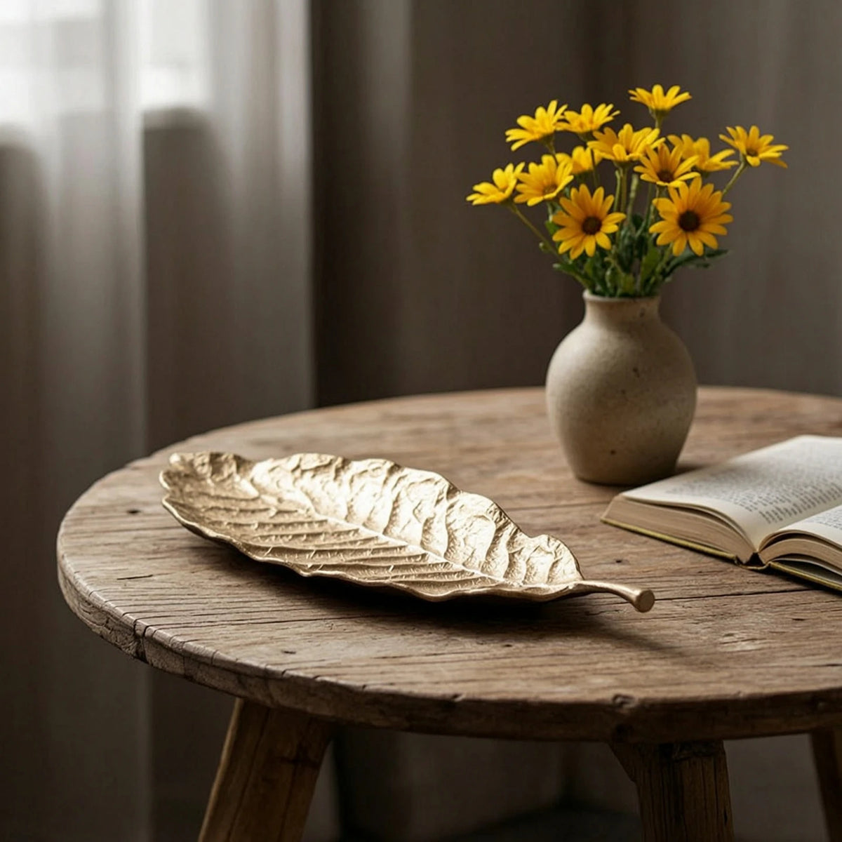 Cast Aluminum Leaf Tray | Decorative Metal Catchall Dish