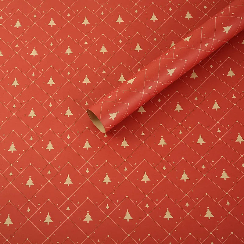 Christmas Vintage Kraft Wrapping Paper – Tree & Snowflake