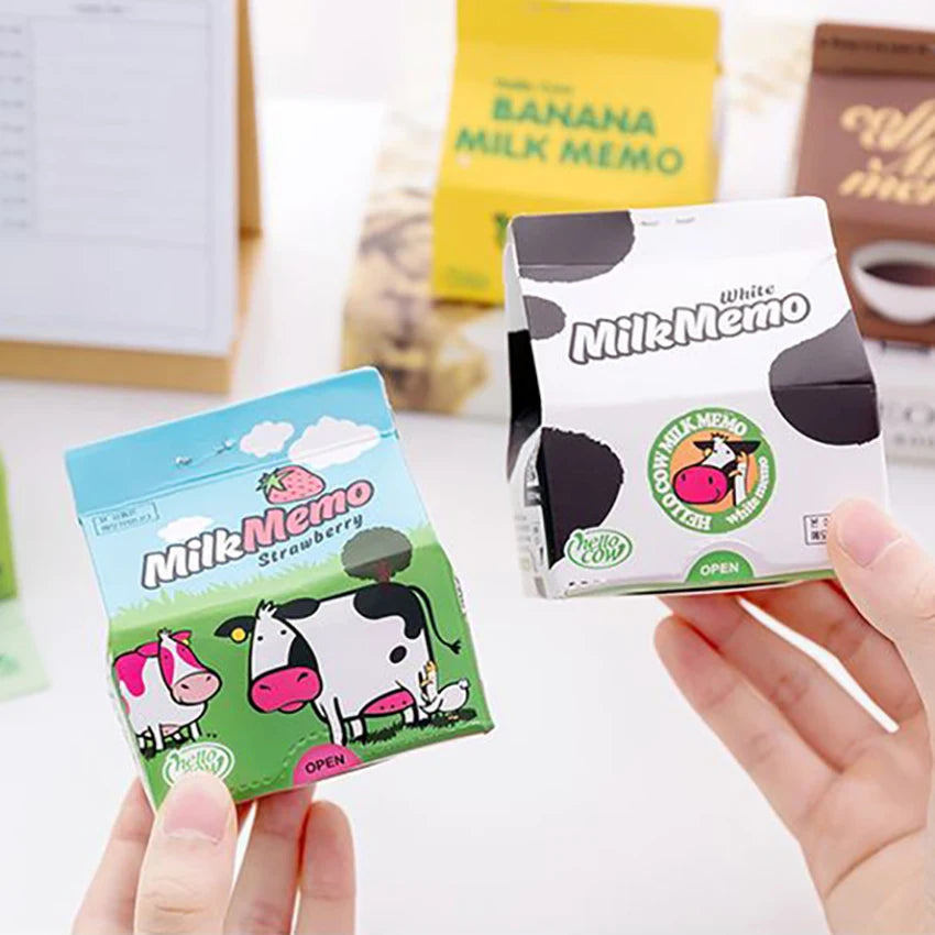 Milk Box Sticky Note Pad – 130 Blank Sheets | Cute Memo